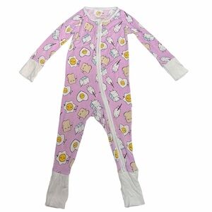Little Sleepies Pink Breakfast Buddies Bamboo Zippered Onesie 6-12 Months